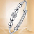 Brazalete hueco brazalete de brazalete a la moda ajustable 925 sterling silver beads joyas regalo de Navidad